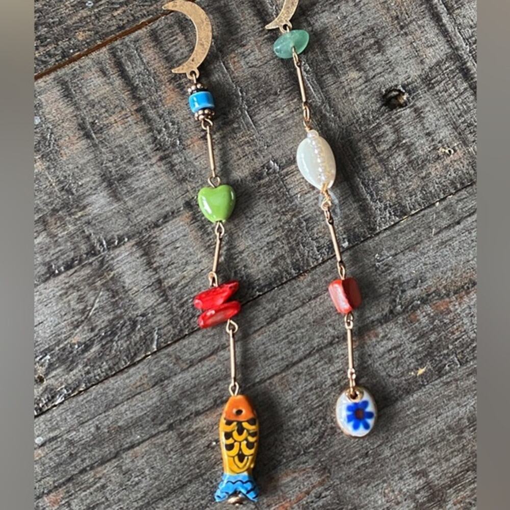 NEW Crescent Moon Charm Dangle Earrings - Picture 6 of 14